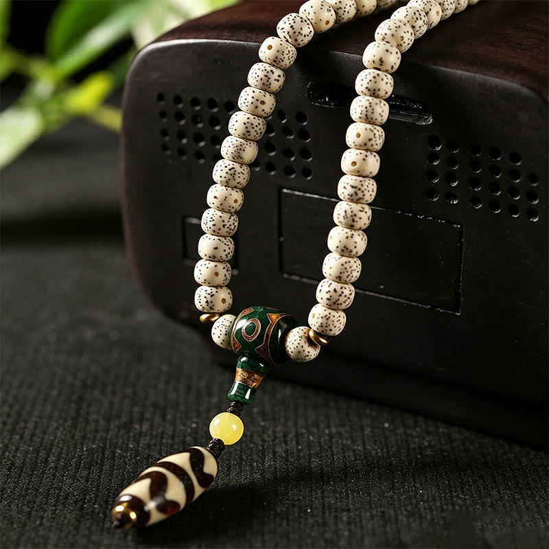 Buddha Stones 星月菩提樹の種子ジービーズ知恵手織りチベット108マーラー数珠 - image 9