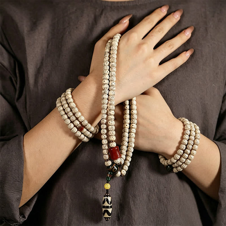 Buddha Stones 星月菩提樹の種子ジービーズ知恵手織りチベット108マーラー数珠 - image 7