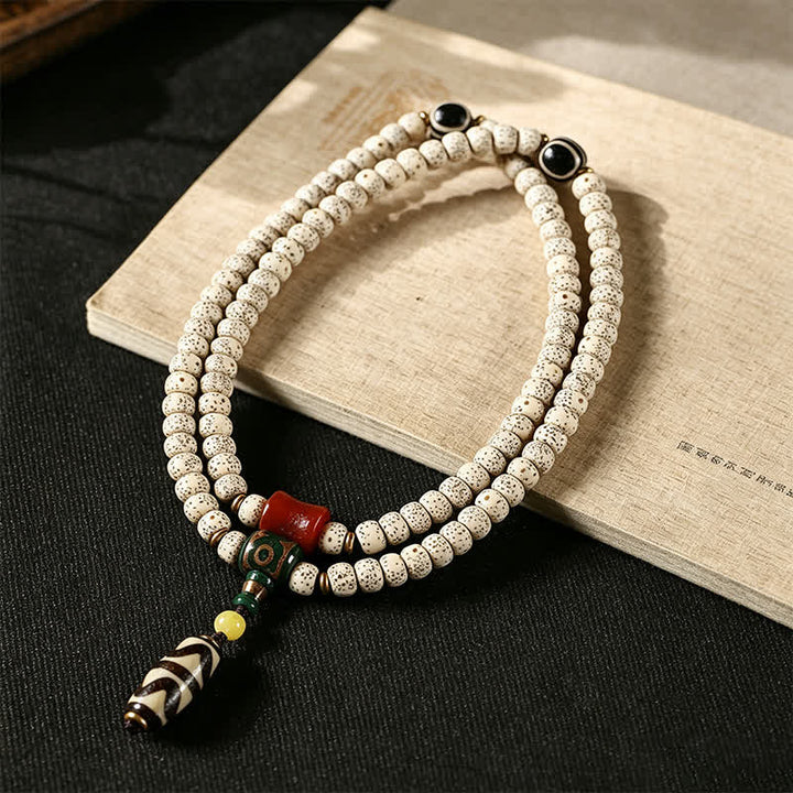 Buddha Stones 星月菩提樹の種子ジービーズ知恵手織りチベット108マーラー数珠 - image 1