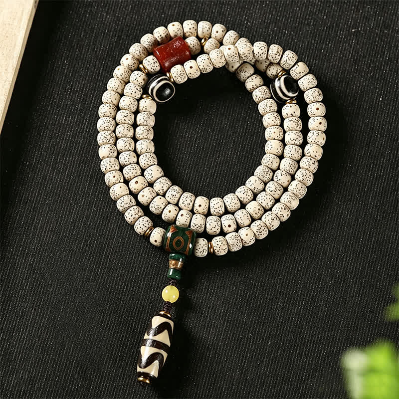 Buddha Stones 星月菩提樹の種子ジービーズ知恵手織りチベット108マーラー数珠 - スタームーン菩提樹の種（知恵♥心の平和） - image 0
