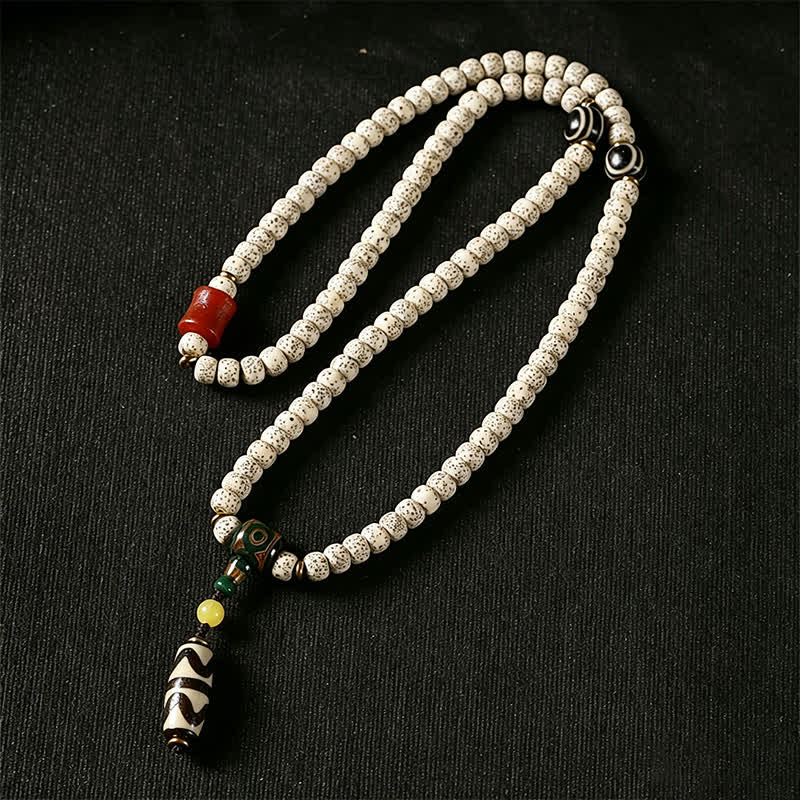 Buddha Stones 星月菩提樹の種子ジービーズ知恵手織りチベット108マーラー数珠 - image 4