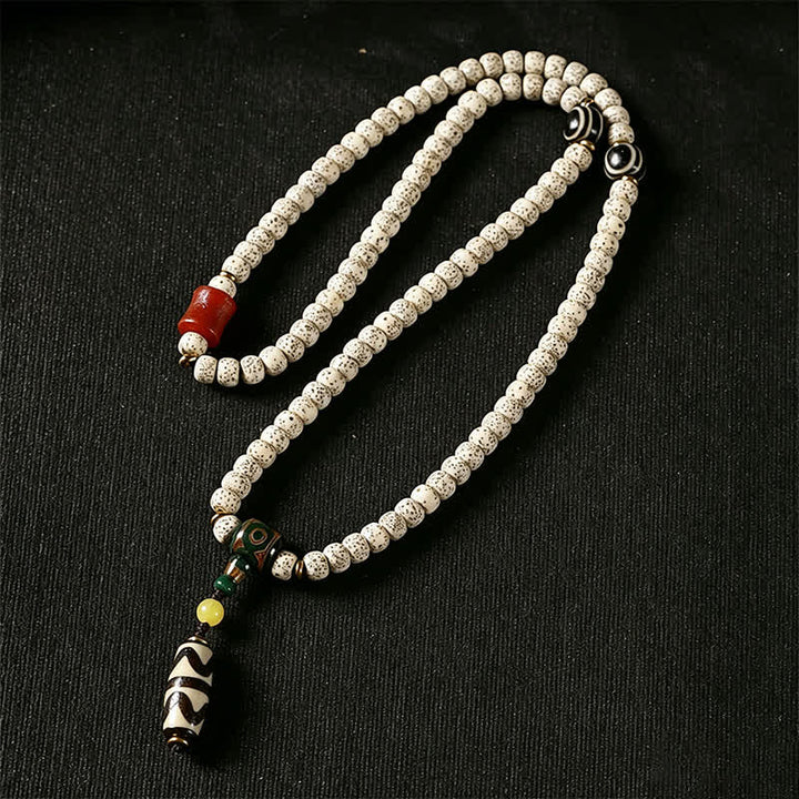 Buddha Stones 星月菩提樹の種子ジービーズ知恵手織りチベット108マーラー数珠 - image 4