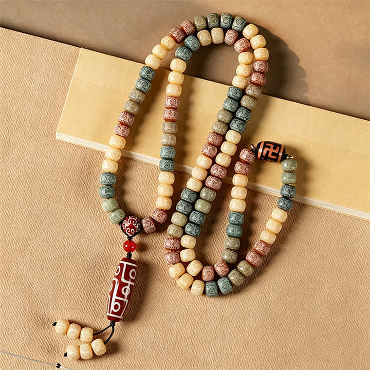 Buddha Stones 菩提樹の種 手織り 平和 ヴィンテージ 108ビーズマーラー数珠 - image 4