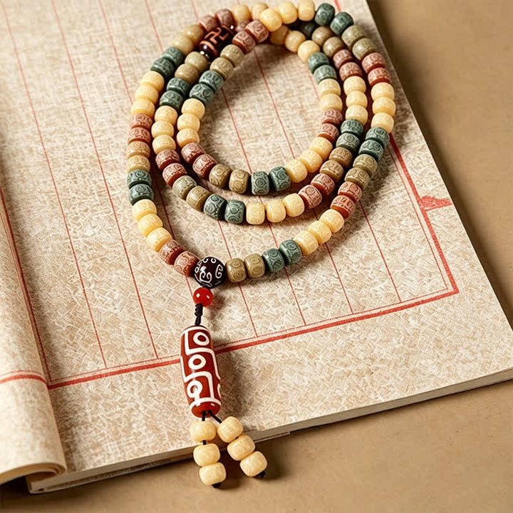 Buddha Stones 菩提樹の種 手織り 平和 ヴィンテージ 108ビーズマーラー数珠 - image 3