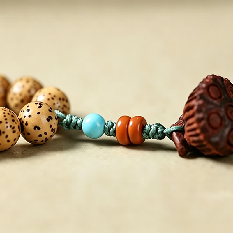 Buddha Stones 星月菩提樹の種蓮の実手作り知恵ラウンド108マーラー数珠 - image 17