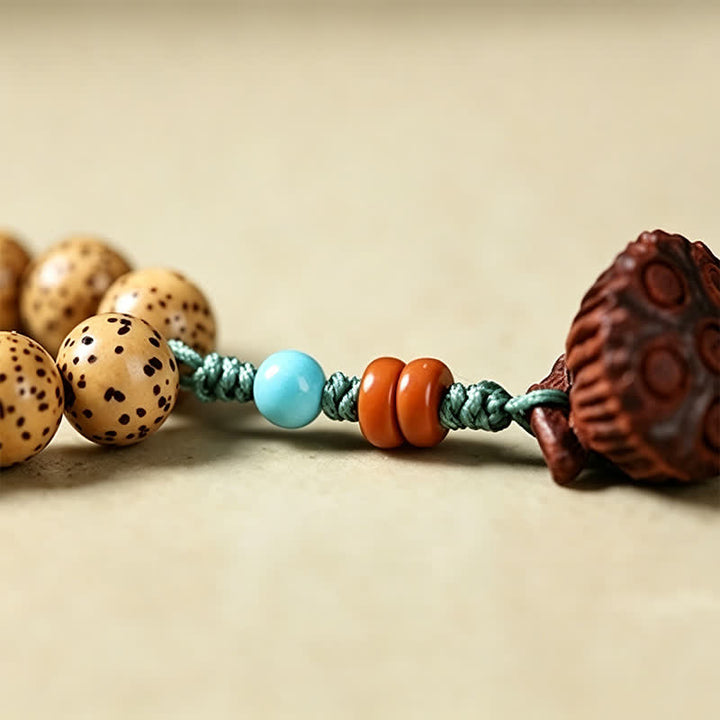 Buddha Stones 星月菩提樹の種蓮の実手作り知恵ラウンド108マーラー数珠 - image 17