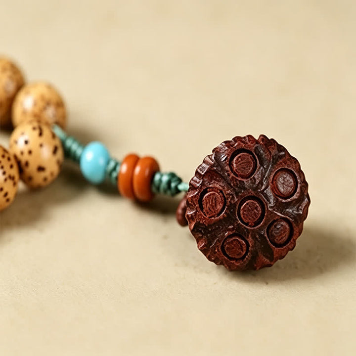 Buddha Stones 星月菩提樹の種蓮の実手作り知恵ラウンド108マーラー数珠 - image 19