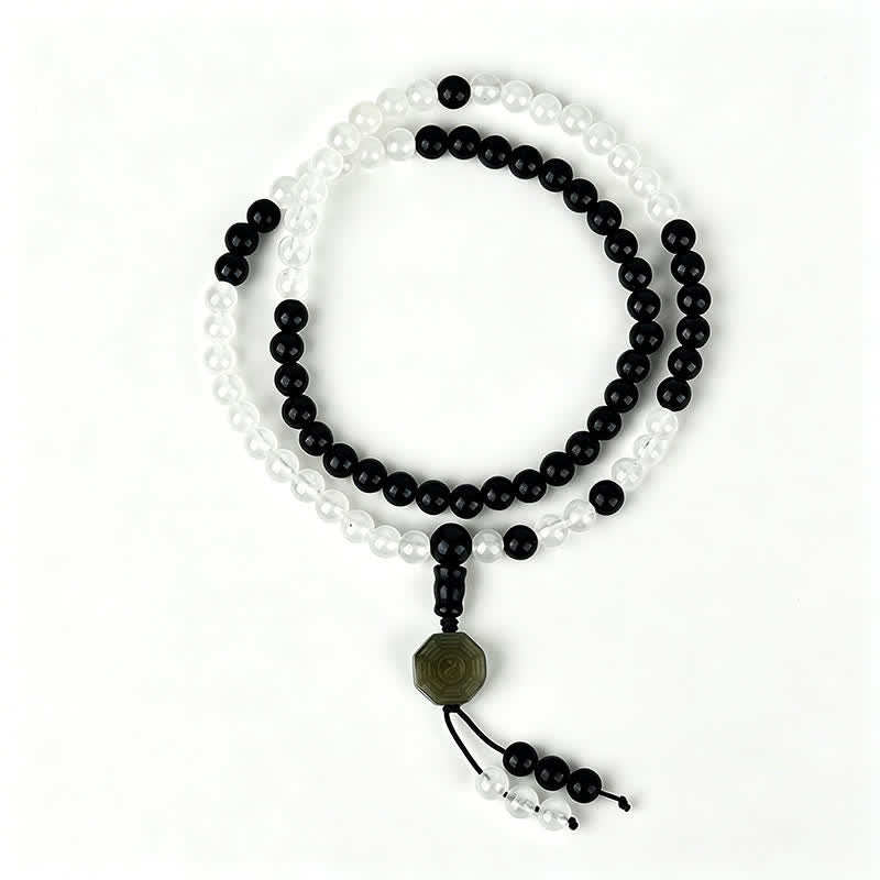 Buddha Stones 黒曜石八卦護符手作りビーズブレスレット - image 4