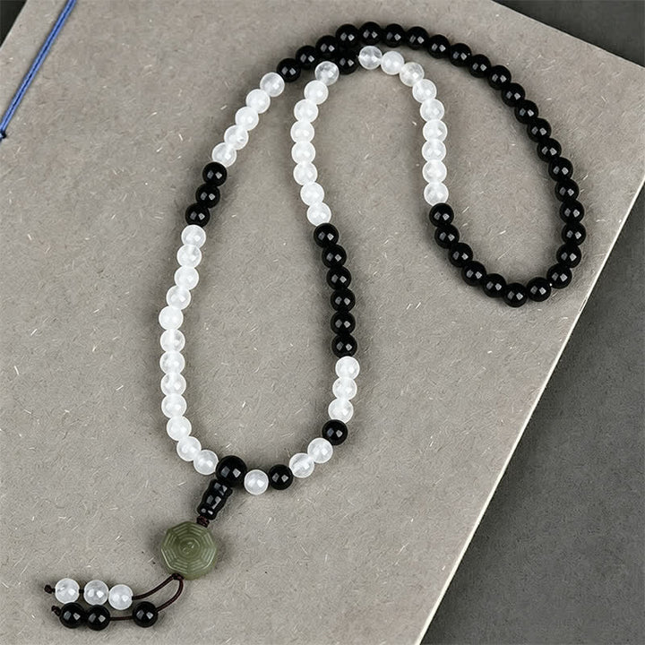 Buddha Stones 黒曜石八卦護符手作りビーズブレスレット - image 1