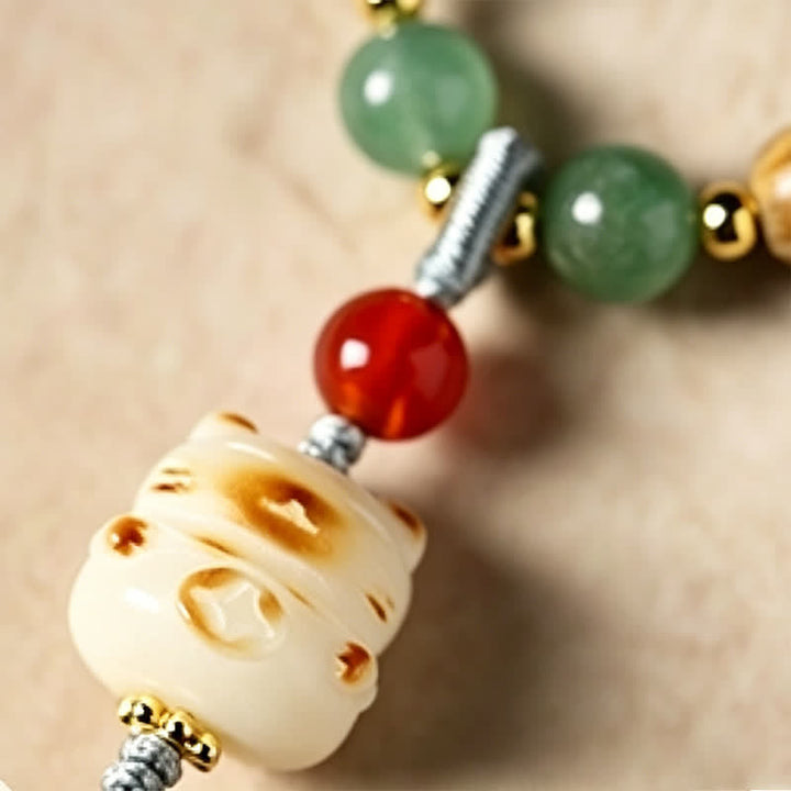 Buddha Stones グリーンサンダルウッドの静寂な手織り猫チャーム レトロエスニックマーラー数珠 - image 16