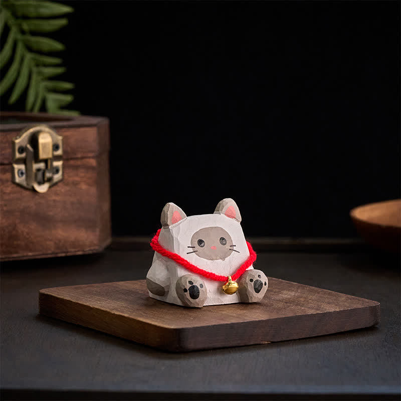 Buddha Stones シナノキ材のかわいい動物の手彫りデスク装飾 - image 1