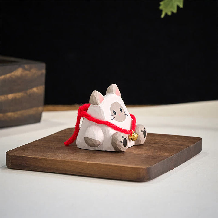 Buddha Stones シナノキ材のかわいい動物の手彫りデスク装飾 - image 3