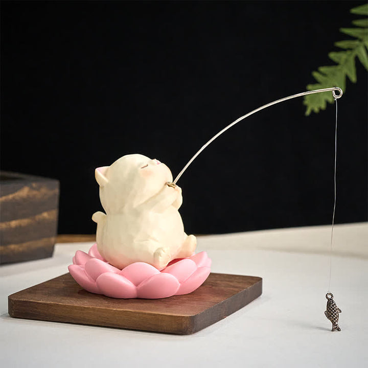 Buddha Stones 樹脂製蓮の花 新しい始まり かわいい動物の釣りデスク装飾 - image 4