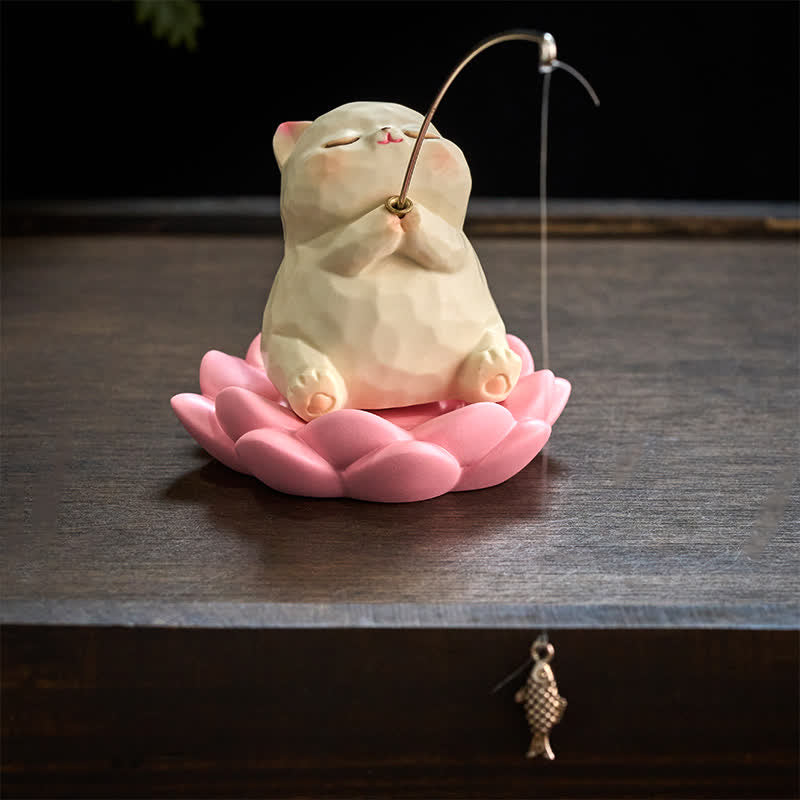 Buddha Stones 樹脂製蓮の花 新しい始まり かわいい動物の釣りデスク装飾 - image 2