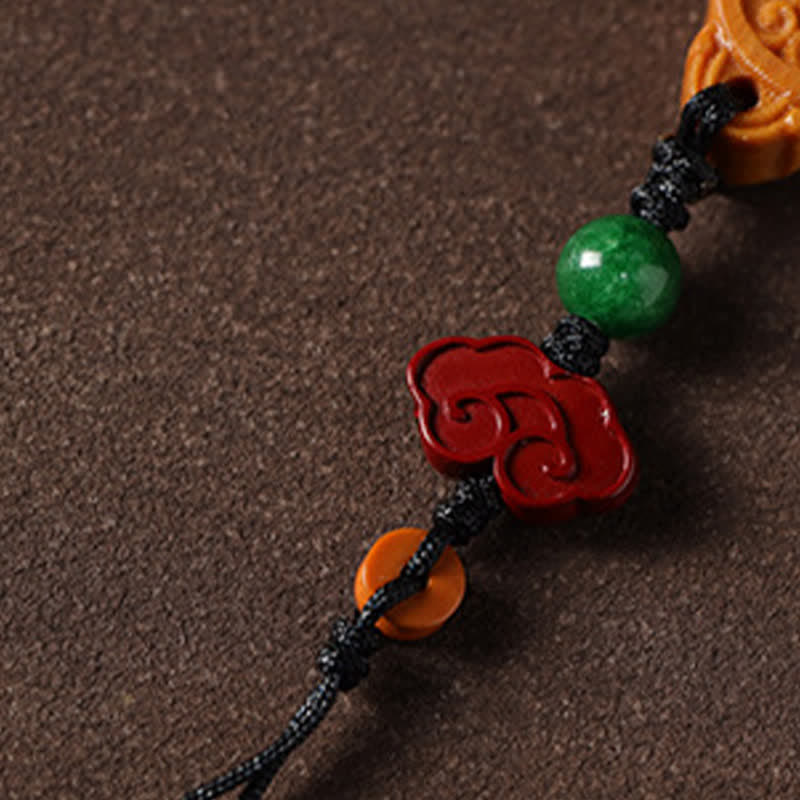 Buddha Stones 緑白檀八卦陰陽護符ひょうたん携帯電話吊り下げ装飾 - image 11