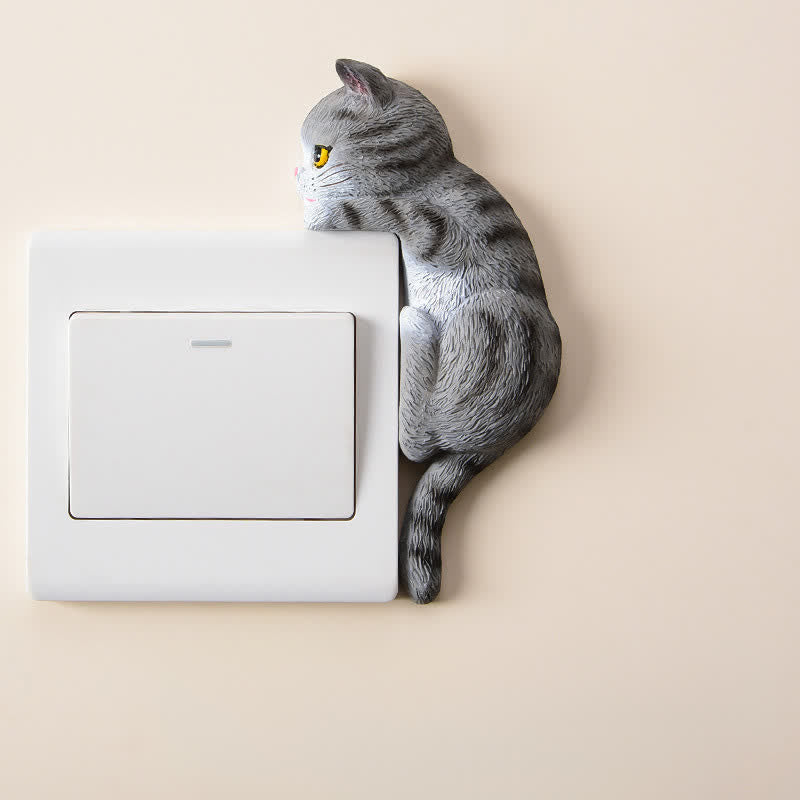 Buddha Stones 塗装済み樹脂製猫型スイッチカバー かわいい動物の装飾 - トラ猫 - 右 - image 8
