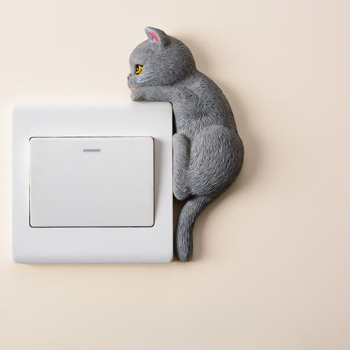 Buddha Stones 塗装済み樹脂製猫型スイッチカバー かわいい動物の装飾 - 青い猫 - 右 - image 22