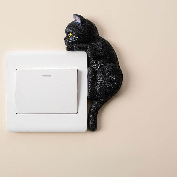 Buddha Stones 塗装済み樹脂製猫型スイッチカバー かわいい動物の装飾 - 黒猫 - 右 - image 19