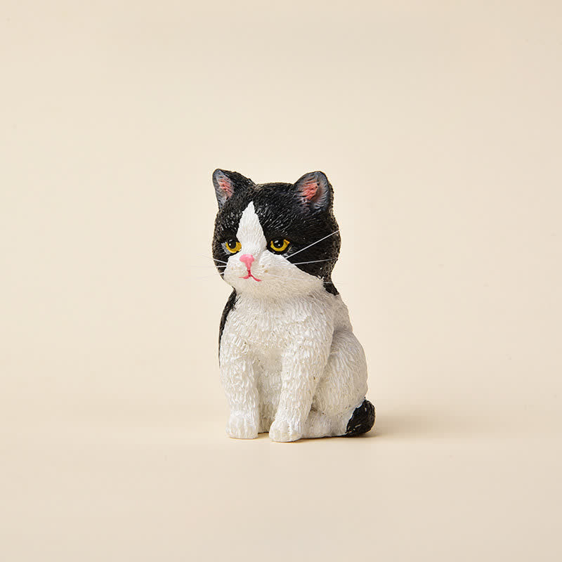 Buddha Stones 塗装済み樹脂製、憂鬱そうな子猫の家族、ミニ猫、かわいい動物の装飾 - タキシード猫 - image 13