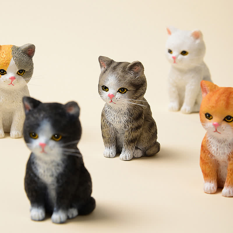 Buddha Stones 塗装済み樹脂製、憂鬱そうな子猫の家族、ミニ猫、かわいい動物の装飾 - image 0