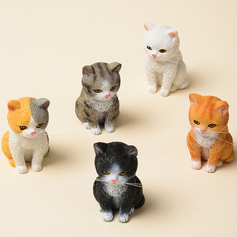 Buddha Stones 塗装済み樹脂製、憂鬱そうな子猫の家族、ミニ猫、かわいい動物の装飾 - image 1