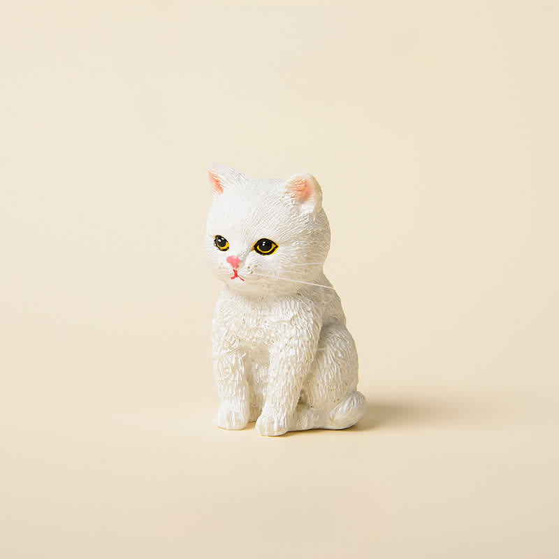 Buddha Stones 塗装済み樹脂製、憂鬱そうな子猫の家族、ミニ猫、かわいい動物の装飾 - 白猫 - image 6