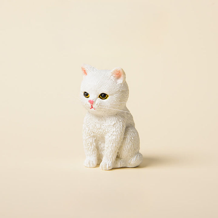 Buddha Stones 塗装済み樹脂製、憂鬱そうな子猫の家族、ミニ猫、かわいい動物の装飾 - 白猫 - image 6