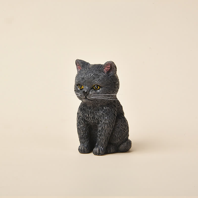 Buddha Stones 塗装済み樹脂製、憂鬱そうな子猫の家族、ミニ猫、かわいい動物の装飾 - ブルーキャット - image 14