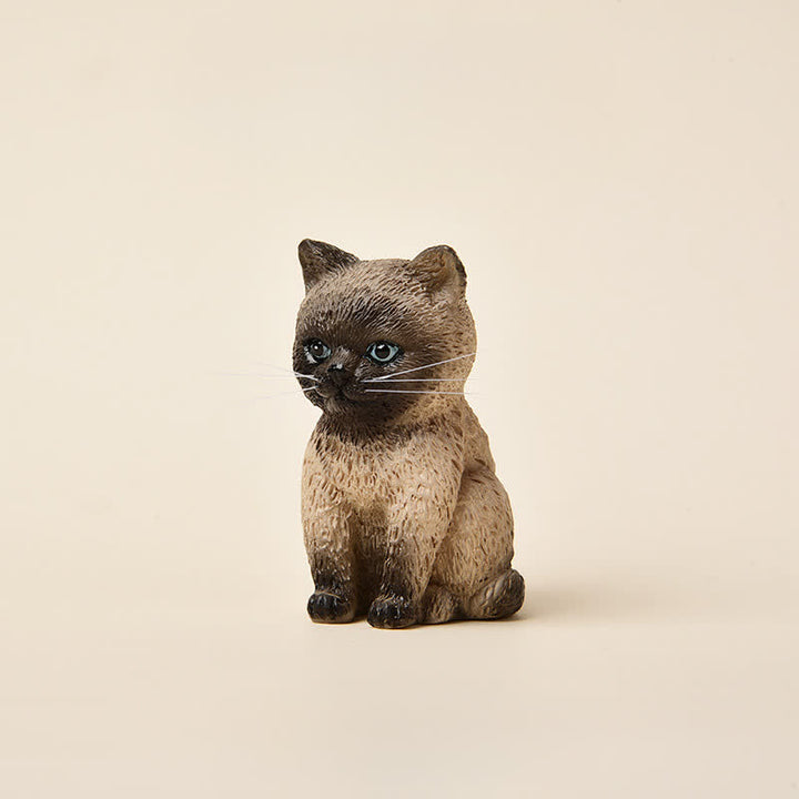 Buddha Stones 塗装済み樹脂製、憂鬱そうな子猫の家族、ミニ猫、かわいい動物の装飾 - シャム - image 16