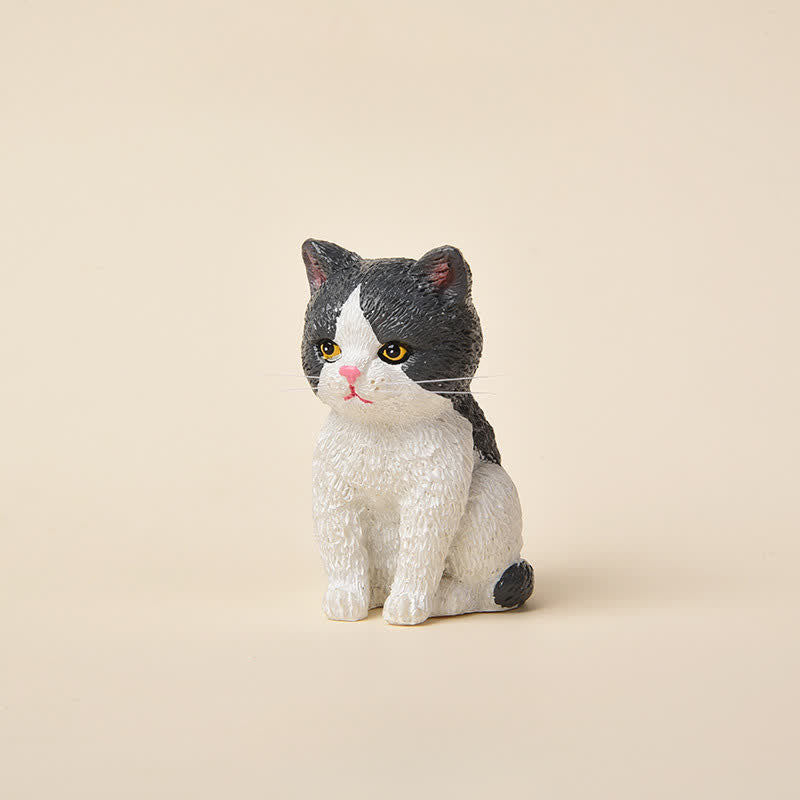 Buddha Stones 塗装済み樹脂製、憂鬱そうな子猫の家族、ミニ猫、かわいい動物の装飾 - 青と白 - image 15