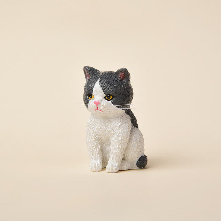 Buddha Stones 塗装済み樹脂製、憂鬱そうな子猫の家族、ミニ猫、かわいい動物の装飾 - 青と白 - image 15