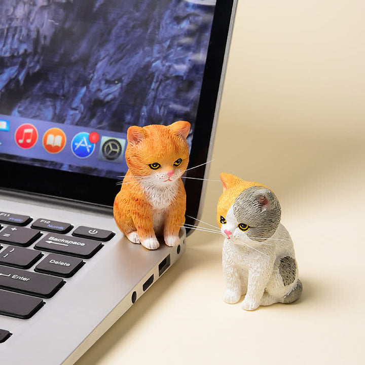 Buddha Stones 塗装済み樹脂製、憂鬱そうな子猫の家族、ミニ猫、かわいい動物の装飾 - image 4
