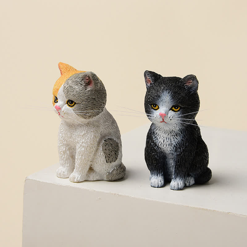 Buddha Stones 塗装済み樹脂製、憂鬱そうな子猫の家族、ミニ猫、かわいい動物の装飾 - image 3