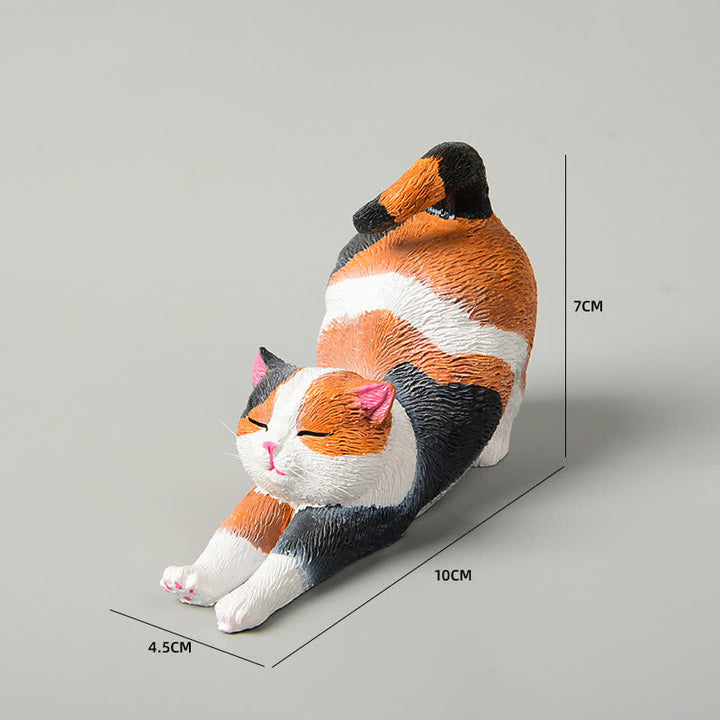 Buddha Stones 手描き樹脂製怠け者の子猫の動物装飾 - キャリコ - image 7