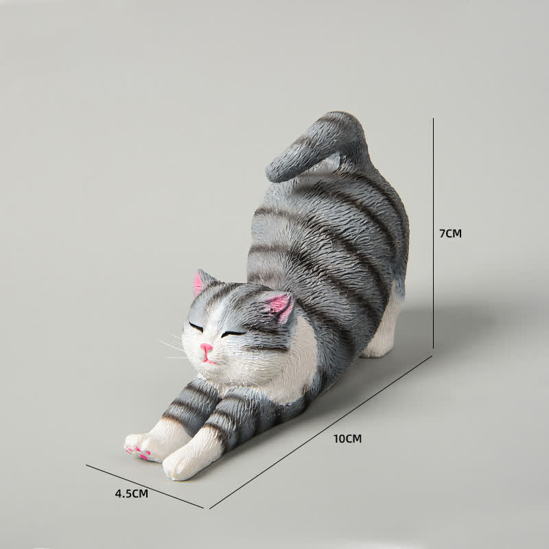 Buddha Stones 手描き樹脂製怠け者の子猫の動物装飾 - グレーのトラ猫 - image 1