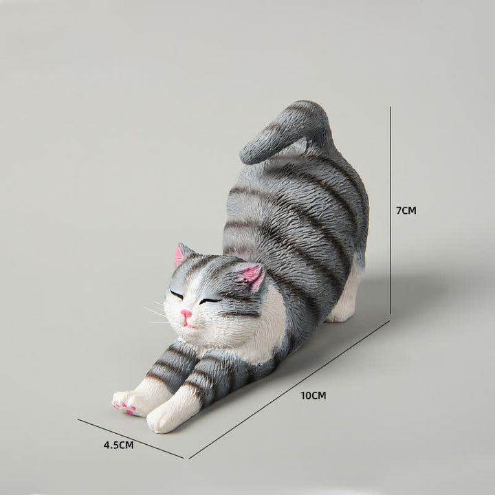 Buddha Stones 手描き樹脂製怠け者の子猫の動物装飾 - グレーのトラ猫 - image 1