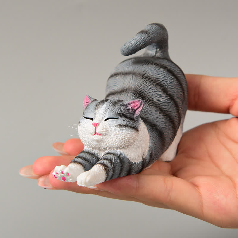 Buddha Stones 手描き樹脂製怠け者の子猫の動物装飾 - image 0
