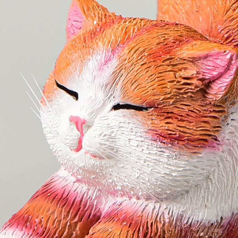 Buddha Stones 手描き樹脂製怠け者の子猫の動物装飾 - image 10
