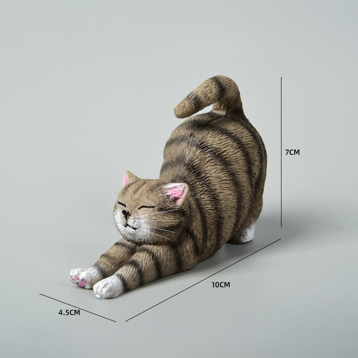 Buddha Stones 手描き樹脂製怠け者の子猫の動物装飾 - 茶トラ猫 - image 13