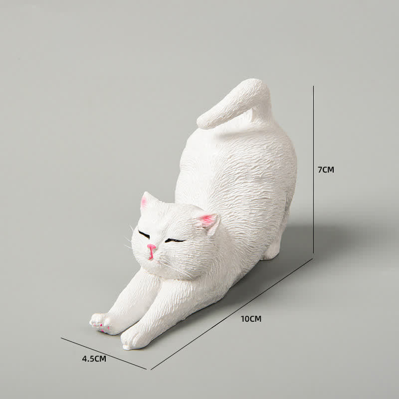 Buddha Stones 手描き樹脂製怠け者の子猫の動物装飾 - 白猫 - image 14