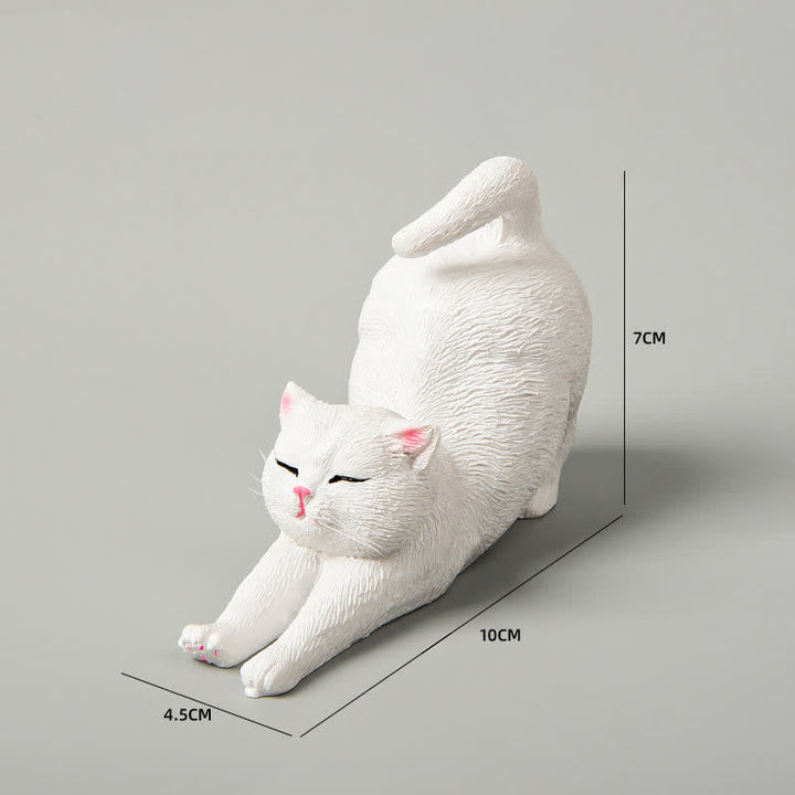 Buddha Stones 手描き樹脂製怠け者の子猫の動物装飾 - 白猫 - image 14