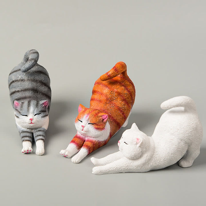 Buddha Stones 手描き樹脂製怠け者の子猫の動物装飾 - image 4
