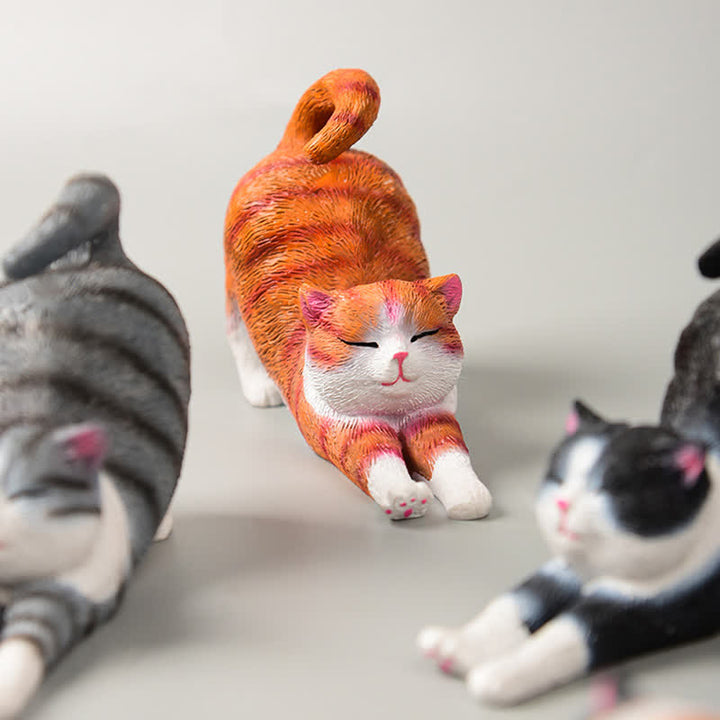 Buddha Stones 手描き樹脂製怠け者の子猫の動物装飾 - image 9