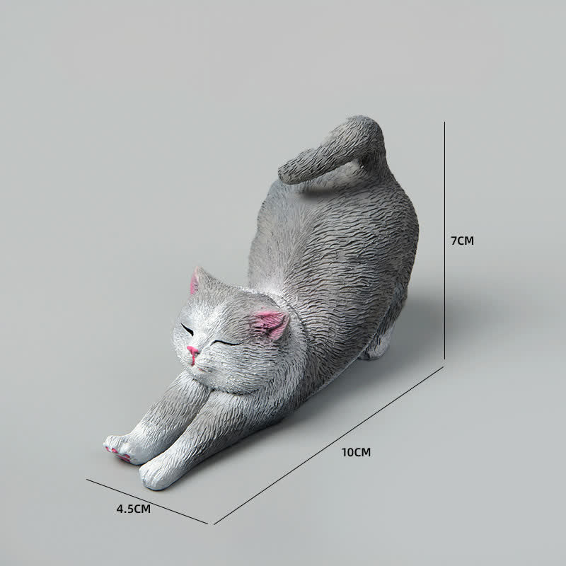 Buddha Stones 手描き樹脂製怠け者の子猫の動物装飾 - 青と白 - image 17