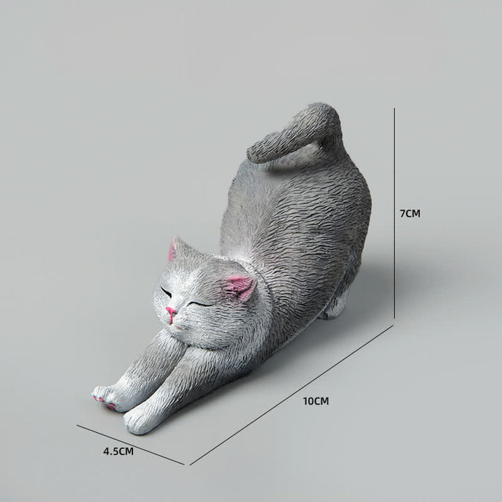 Buddha Stones 手描き樹脂製怠け者の子猫の動物装飾 - 青と白 - image 17