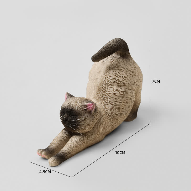 Buddha Stones 手描き樹脂製怠け者の子猫の動物装飾 - シャム - image 16