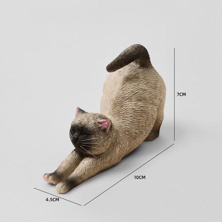 Buddha Stones 手描き樹脂製怠け者の子猫の動物装飾 - シャム - image 16