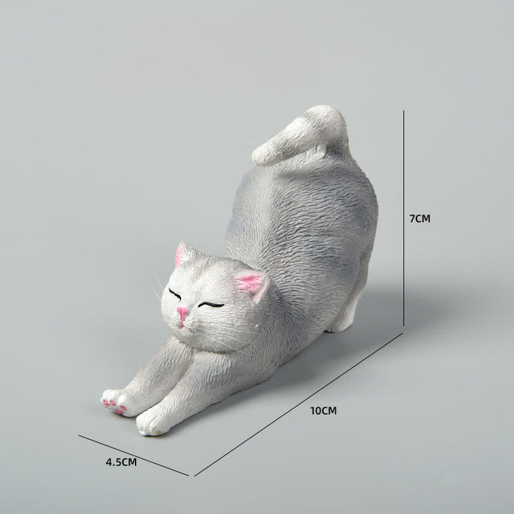 Buddha Stones 手描き樹脂製怠け者の子猫の動物装飾 - シルバーシェード - image 6