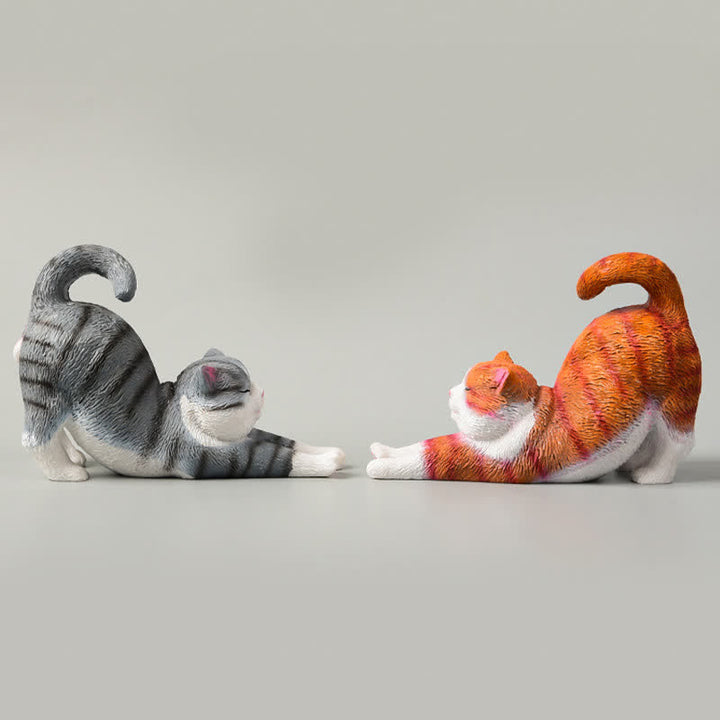 Buddha Stones 手描き樹脂製怠け者の子猫の動物装飾 - image 3