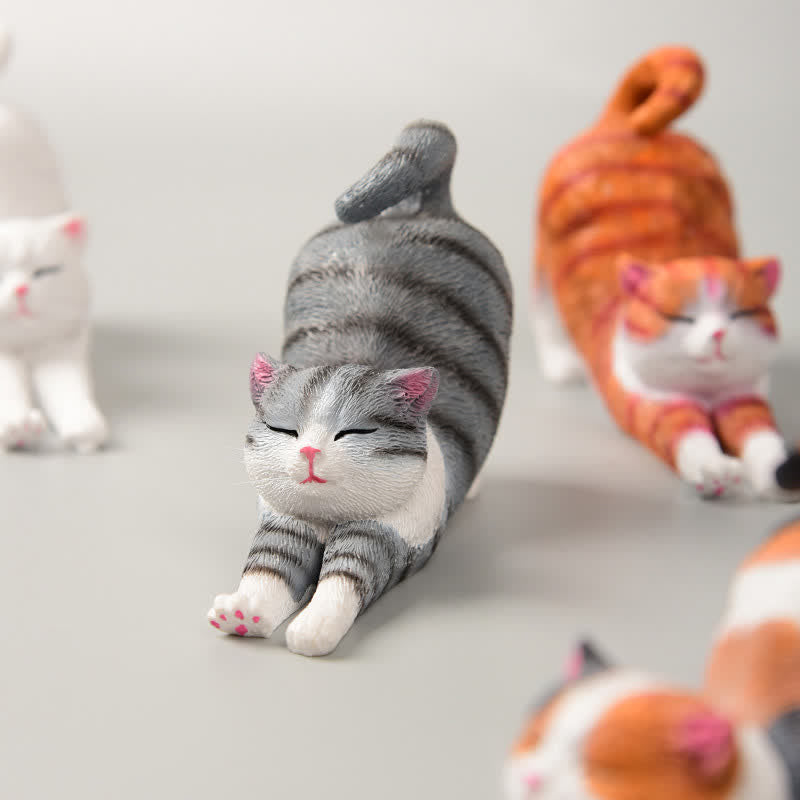 Buddha Stones 手描き樹脂製怠け者の子猫の動物装飾 - image 2